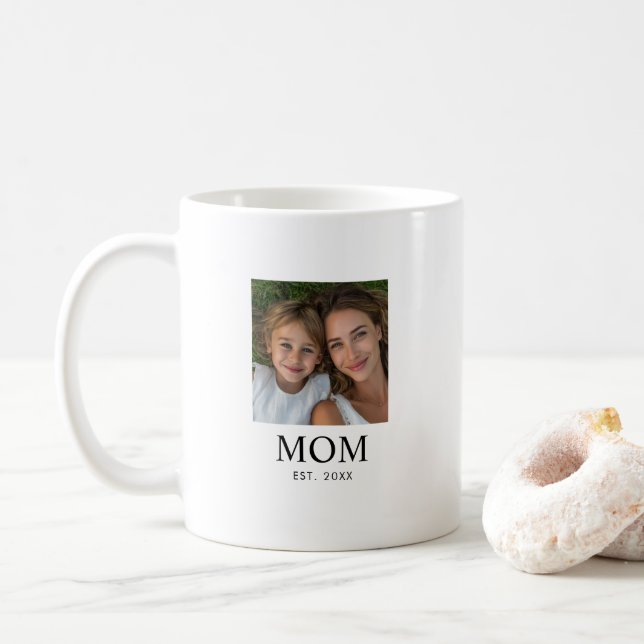 Mamma Estalicerad Svart Foto Kaffemugg (Med munk)