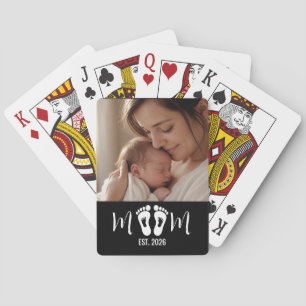 Mamma Estaliderad Baby Fotspår Foto Present Magnet Casinokort