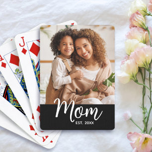Mamma Estalished Datum Vit Skrift på Svart Foto Casinokort