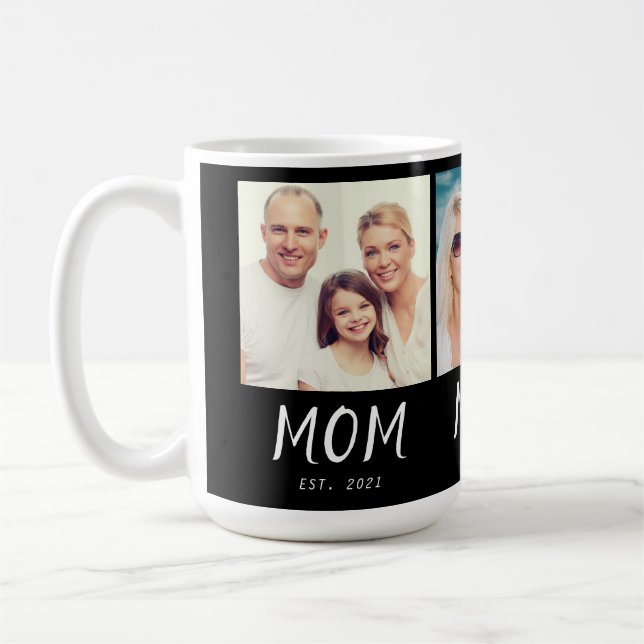 Mamma Estalished Script Svart 3 Foto Kaffemugg (Vänster)