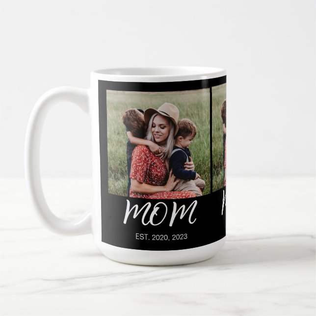 Mamma Estalished Script Svart 3 Foto Kaffemugg (Vänster)