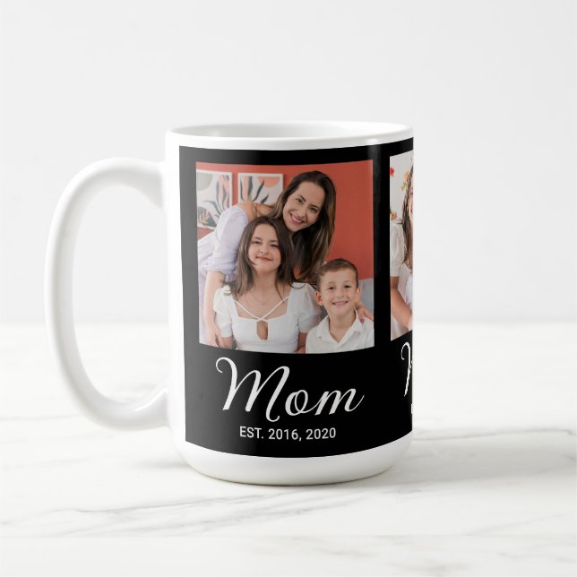 Mamma Estalished Script Svart 3 Foto  Kaffemugg (Vänster)
