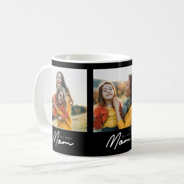 Mamma Estalished Script Svart 3 Foto Kaffemugg (Framsida vänster)