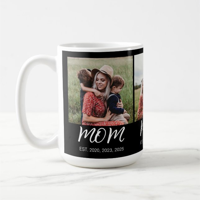 Mamma Estalished Script Svart 3 Foto Kaffemugg (Vänster)