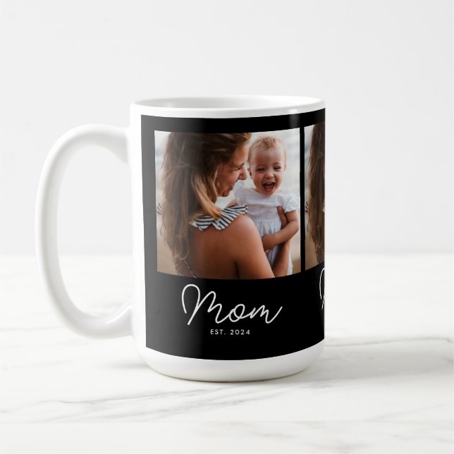 Mamma Estalished Script Svart 3 Foto Kaffemugg (Vänster)