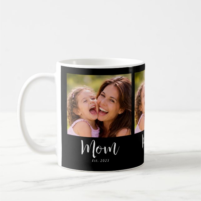 Mamma Estalished Script Svart 3 Foto Kaffemugg (Vänster)