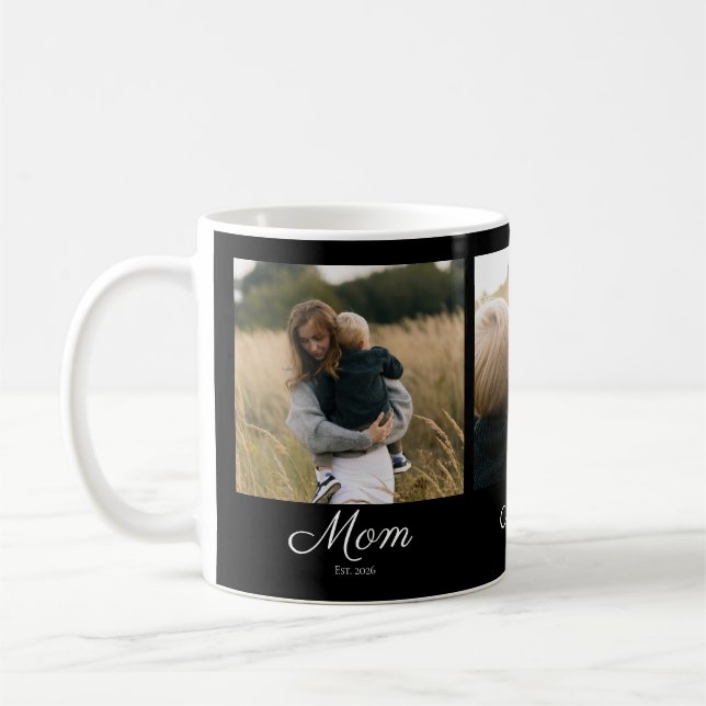Mamma Estalished Script Svart 3 Foto Kaffemugg (Vänster)