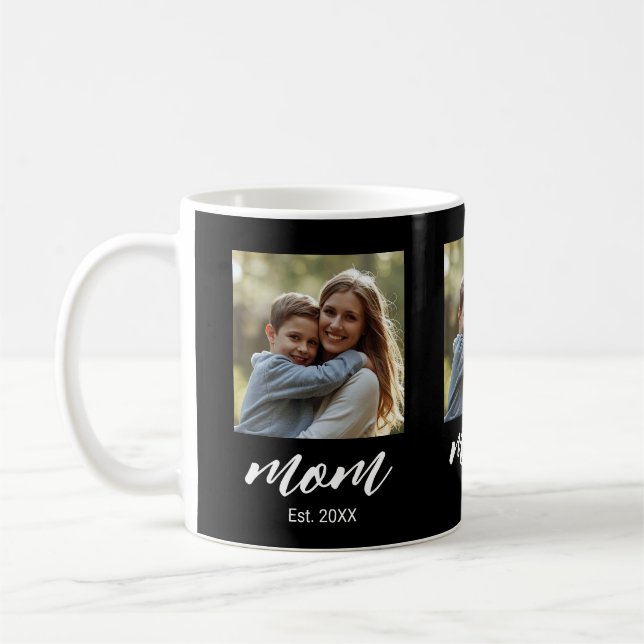 Mamma Estalished Script Svart 3 Foto Kaffemugg (Vänster)