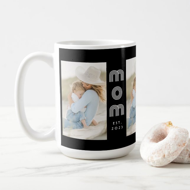 Mamma Estalished Script Svart 3 Foto  Kaffemugg (Med munk)