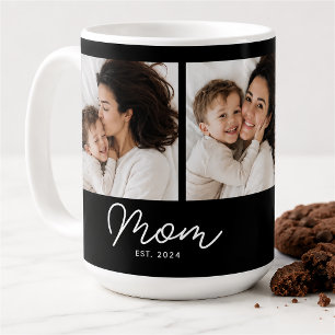 Mamma Estalished Script Svart 3 Foto Kaffemugg