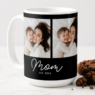 Mamma Estalished Script Svart 3 Foto Kaffemugg