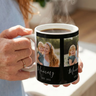 Mamma Estalished Script Svart 3 Foto Kaffemugg