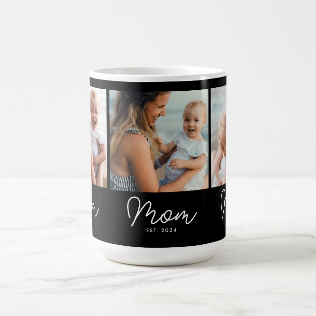 Mamma Estalished Script Svart 3 Foto Kaffemugg (Center)