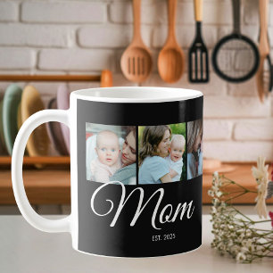 Mamma Estalished Script Svart 3 Foto Present Kaffemugg