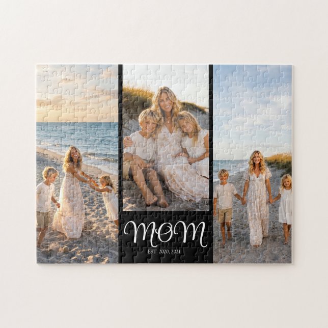 Mamma Estalished Script Svart 3 Foto Pussel (Horisontell)