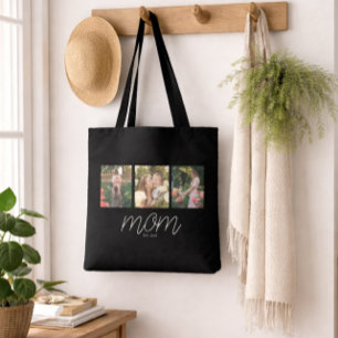 Mamma Estalished Script Svart 3 Foto Toteväska Tygkasse