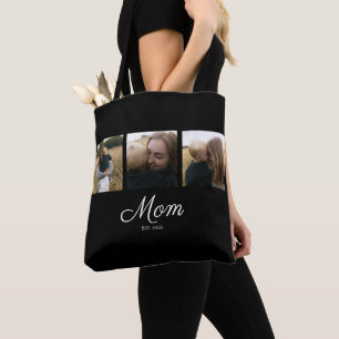 Mamma Estalished Script Svart 3 Foto Tygkasse