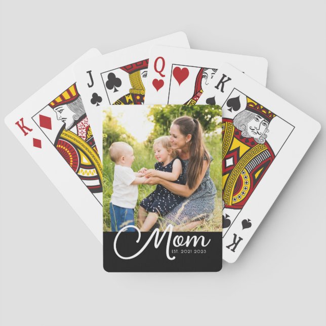 Mamma Estalished Script Svart Foto  Casinokort (Baksidan)