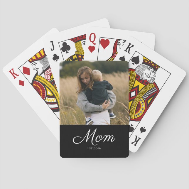 Mamma Estalished Script Svart Foto Casinokort (Baksidan)