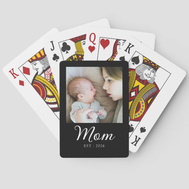 Mamma Estalished Script Svart Foto Casinokort (Baksidan)