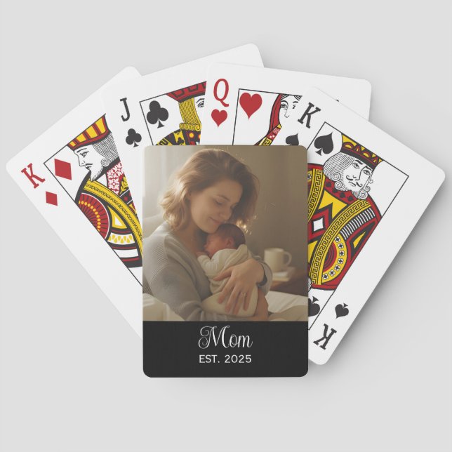 Mamma Estalished Script Svart Foto Casinokort (Baksidan)