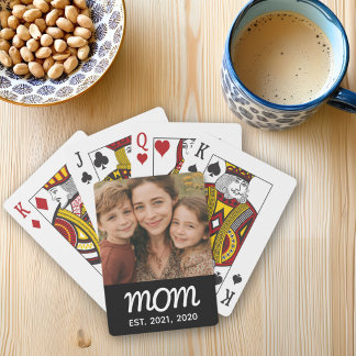 Mamma Estalished Script Svart Foto Casinokort