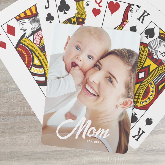 Mamma Estalished Script Svart Foto Casinokort (Skapare uppladdad)