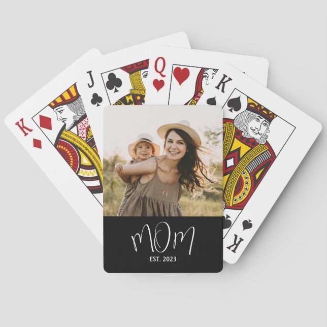Mamma Estalished Script Svart Foto Casinokort (Baksidan)