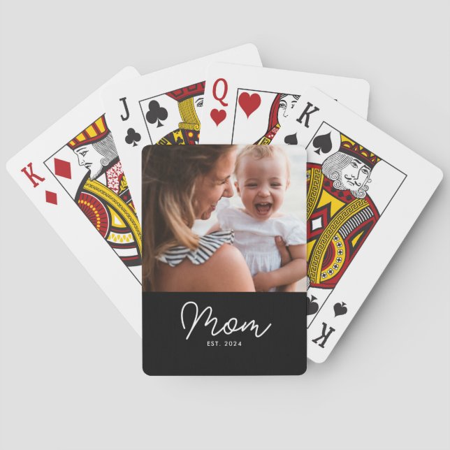 Mamma Estalished Script Svart Foto Casinokort (Baksidan)