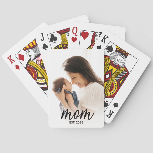 Mamma Estalished Script Svart Foto Casinokort (Baksidan)