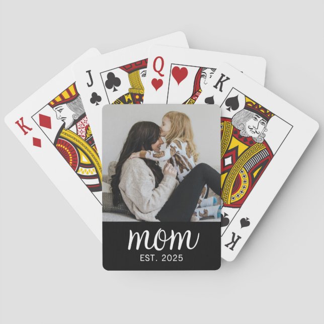 Mamma Estalished Script Svart Foto Casinokort (Baksidan)