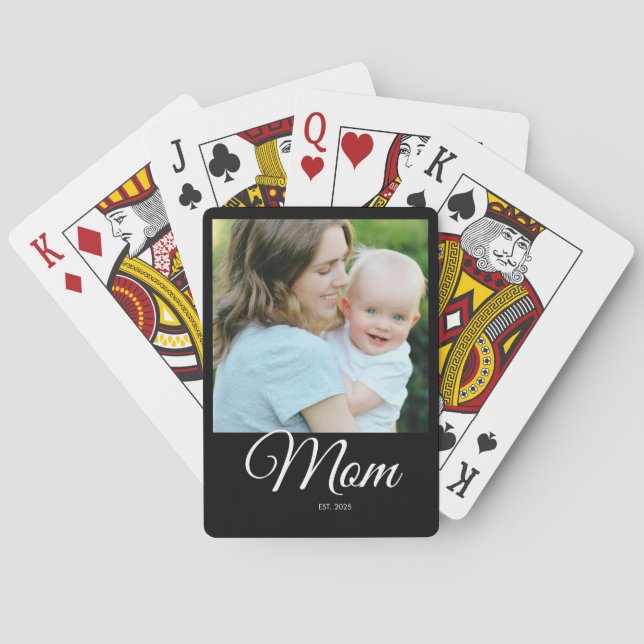 Mamma Estalished Script Svart Foto Casinokort (Baksidan)