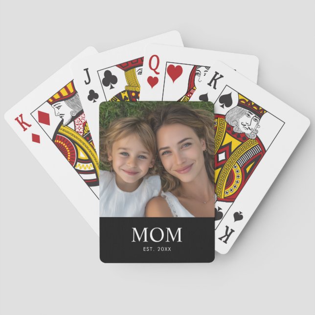 Mamma Estalished Script Svart Foto  Casinokort (Baksidan)