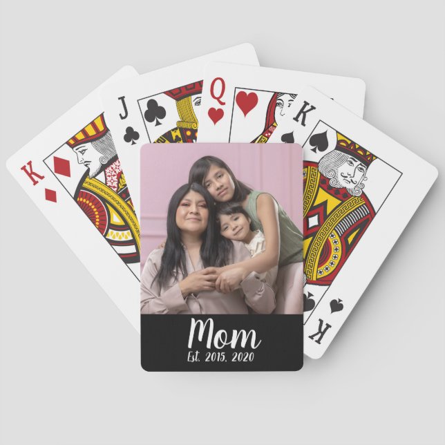 Mamma Estalished Script Svart Foto Casinokort (Baksidan)