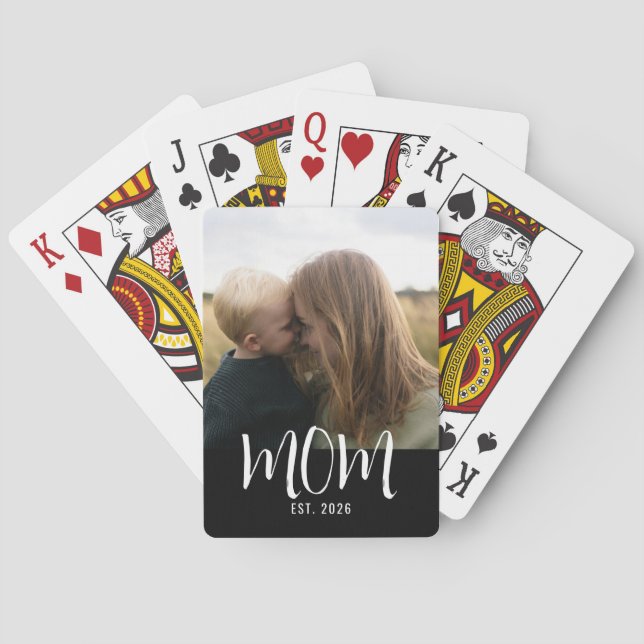 Mamma Estalished Script Svart Foto  Casinokort (Baksidan)