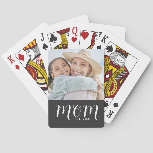 Mamma Estalished Script Svart Foto Casinokort (Baksidan)