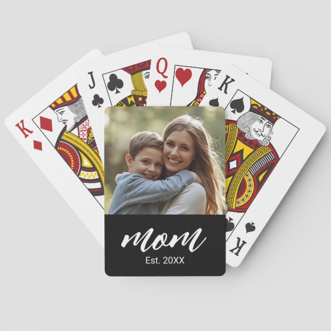 Mamma Estalished Script Svart Foto Casinokort (Baksidan)