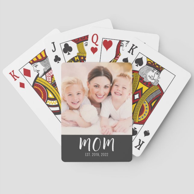 Mamma Estalished Script Svart Foto Casinokort (Baksidan)