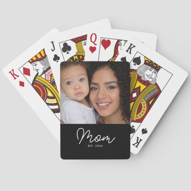 Mamma Estalished Script Svart Foto Casinokort (Baksidan)