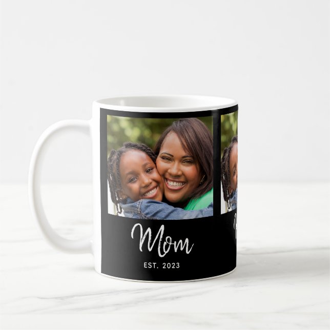 Mamma Estalished Script Svart Foto Kaffemugg (Vänster)