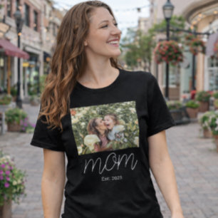 Mamma Estalished Script Svart Foto  T Shirt