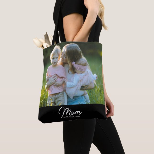 Mamma Estalished Script Svart Foto Tygkasse (Närbild)