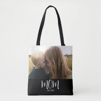 Mamma Estalished Script Svart Foto Tygkasse