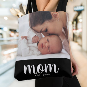 Mamma Estalished Script Svart Foto Tygkasse