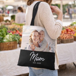 Mamma Estalished Script Svart Foto Tygkasse
