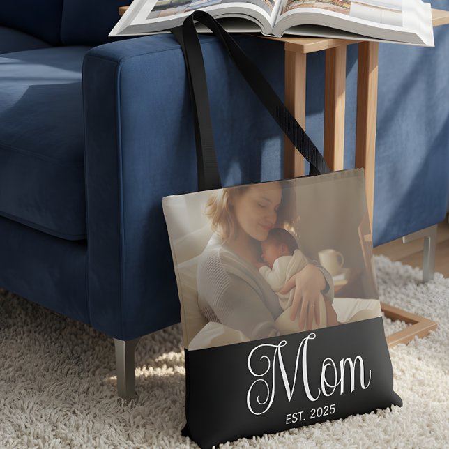 Mamma Estalished Script Svart Foto Tygkasse (Skapare uppladdad)