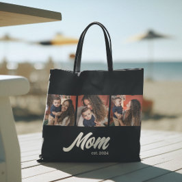 Mamma Estalished Script Svart Foto Tygkasse