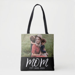 Mamma Estalished Script Svart Foto Tygkasse