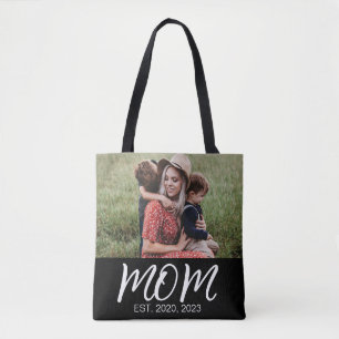 Mamma Estalished Script Svart Foto Tygkasse