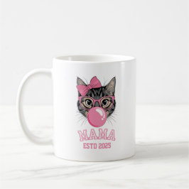 Mamma Estd 2025 Cute Cat Anpassningsbar år Kaffemugg
